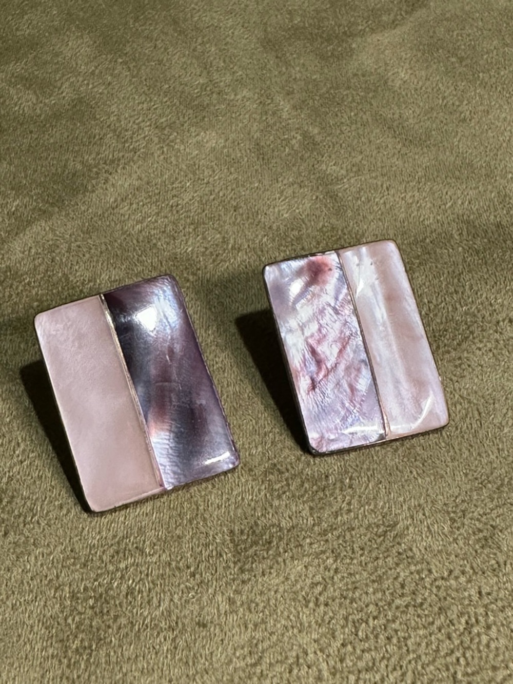 Vintage two-toned Mother of Pearl Rectangular Earrings